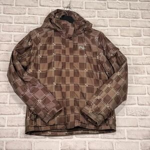 Orage Women's Size‎ M Hooded Snowboard/Ski Jacket Brown Plaid Winter Parka